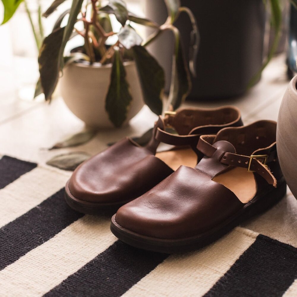 NWT Aurora Shoe Co. T-Strap in Brown